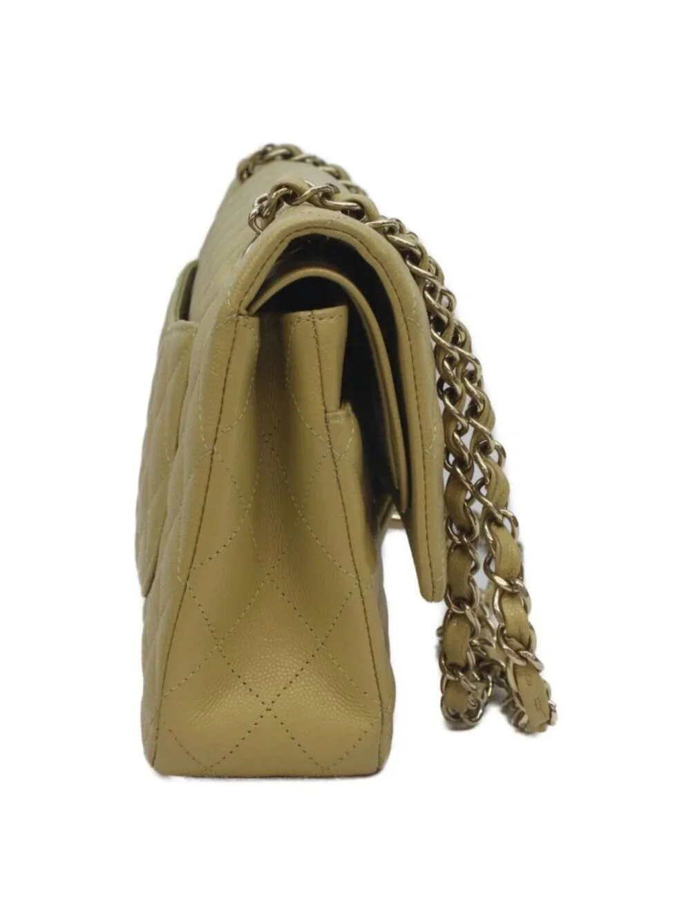 Chanel Green Caviar Double Flap Bag Quilted 25